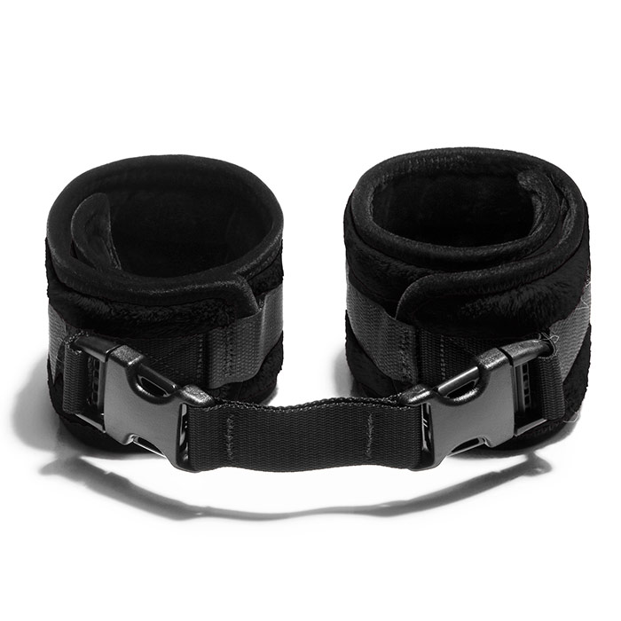 Black Label Wrist Cuff Kit for Bondage Play - Microfiber Black, Liberator Bedroom Adventure Gear