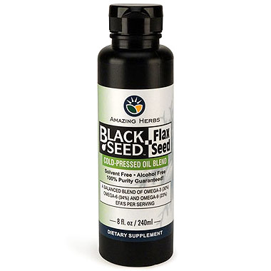 Black Seed & Flax Seed Cold-Pressed Oil Blend, 8 oz, Amazing Herbs