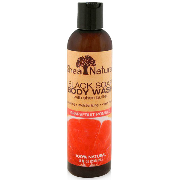 Black Soap Body Wash with Shea Butter, Grapefruit Pomelo, 8 oz, Shea Natural