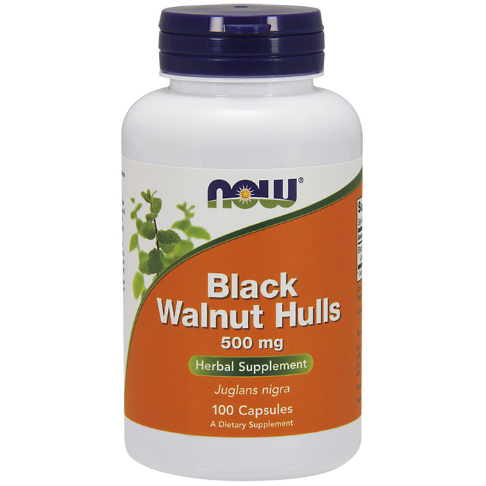 Black Walnut Hulls 500 mg, 100 Capsules, NOW Foods