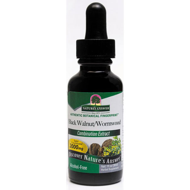 Black Walnut & Wormwood Alcohol-Free Extract Liquid, 1 oz, Natures Answer