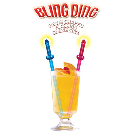 Bling Ding Penis Shaped Flashing Swizzle Stick, 2 Pack, Hott Products
