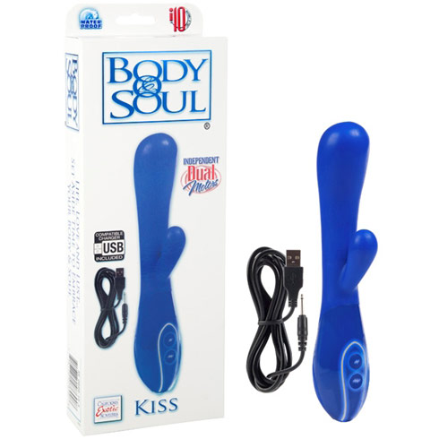 Body & Soul Kiss Rabbit Vibrator, Blue, California Exotic Novelties