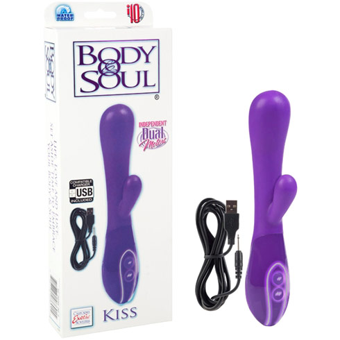 Body & Soul Kiss Rabbit Vibrator, Purple, California Exotic Novelties