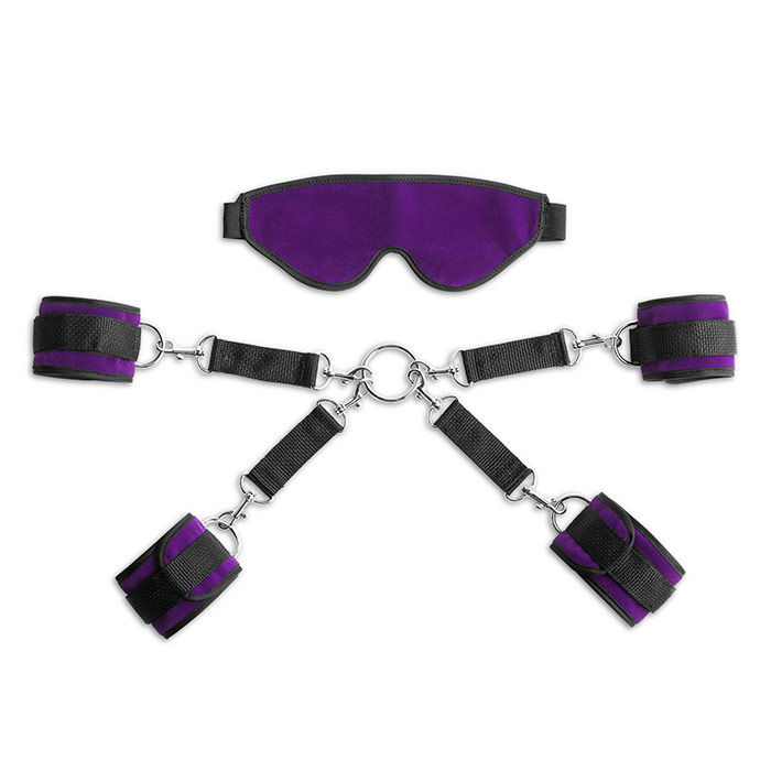 Bond Deluxe Cuff & Blindfold Kit, Purple, Liberator Bedroom Adventure Gear