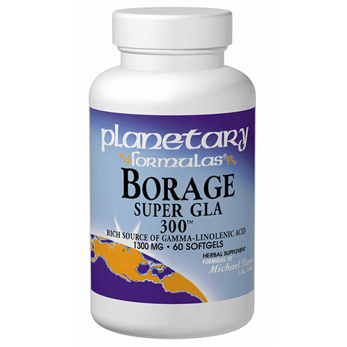 Borage Super GLA 300, Borage Seed Oil 1300mg 60 softgels, Planetary Herbals