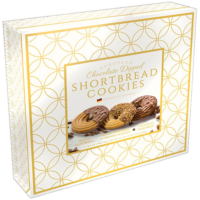 Borggreve European Chocolate Dipped Shortbread Cookies Gift Box, 31.8 oz (900 g)