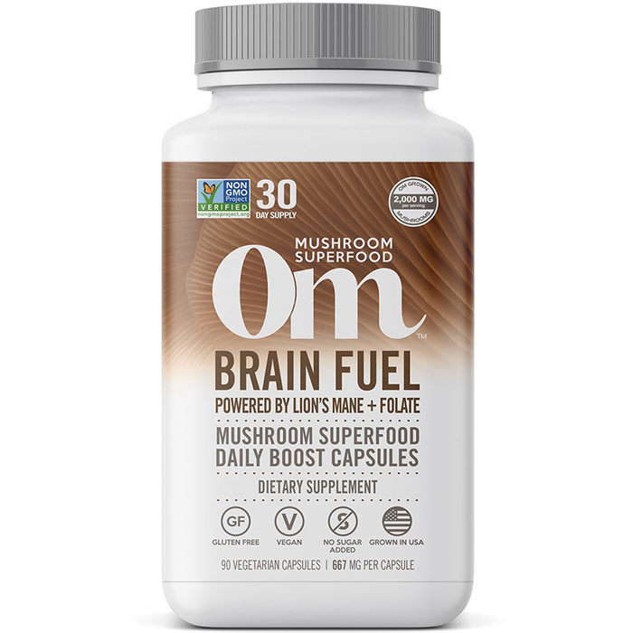 Brain Fuel Mushroom Superfood Daily Boost Capsules, 90 Vegetarian Capsules, Om Organic Mushroom Nutrition