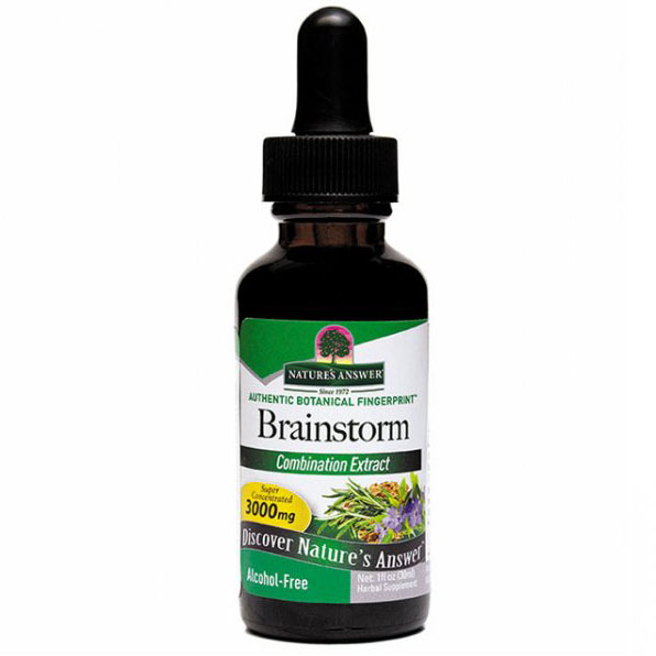 Brainstorm Alcohol Free Extract Liquid Herbs, Brain & Mental, 1 oz, Natures Answer