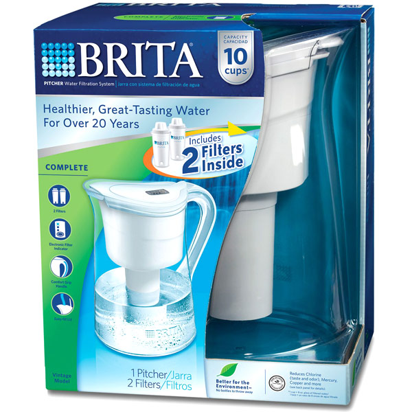 Brita Vintage Pitcher Water Filtration System with 2 Filters