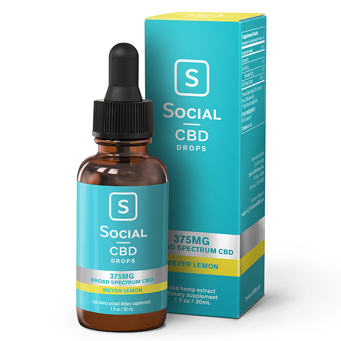 Broad Spectrum CBD Drops - Meyer Lemon, 375 mg, 30 ml, Social CBD