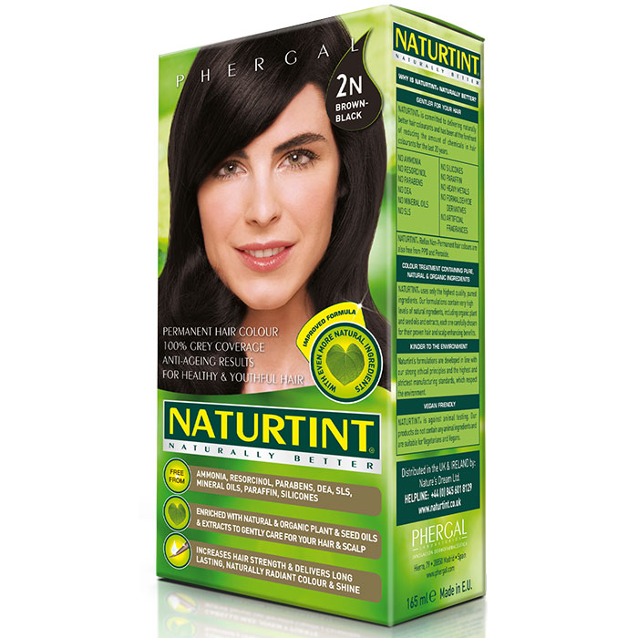 Permanent Hair Color, Brown Black (2N), 5.28 oz, Naturtint