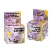 Brown Spot Night Cream & Skin Lightener Day Cream with Kojic Acid Combo, 1 oz + 1.5 oz, Reviva Labs