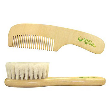 Green Sprouts Wooden Brush & Comb Set, Baby Grooming Care, Green Sprouts