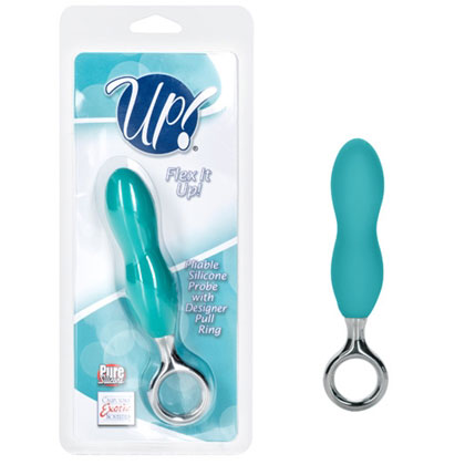 Flex It Up Pliable Silicone Probe with Designer Pull Ring - Teal, California Exotic Novelties