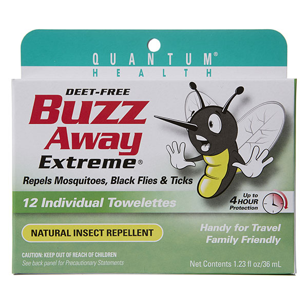 Buzz Away Towelettes, Bug Repellent Towelette 12 ct, Quantum Health