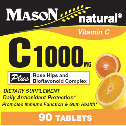 Vitamin C 1000 mg with Rose Hips & Bioflavonoid Complex, 90 Tablets, Mason Natural
