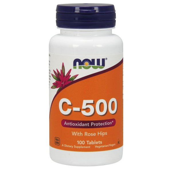 Vitamin C-500 with Rose Hips, 100 Tablets, NOW Foods