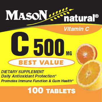 Vitamin C 500 mg, 100 Tablets, Mason Natural