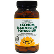 Cal-Mag-Potassium 500/500/99 Target Mins 180 Tablets, Country Life