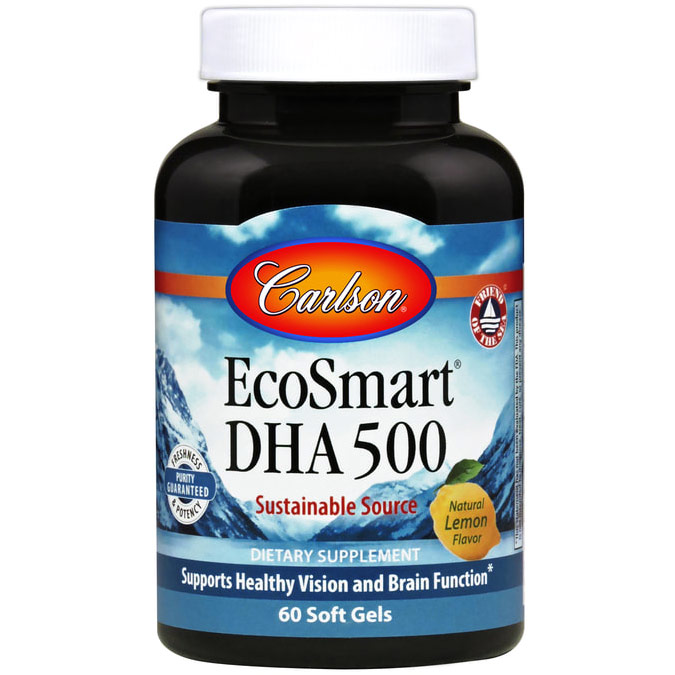 EcoSmart DHA 500, Natural Lemon Flavor, 60 Softgels, Carlson Labs