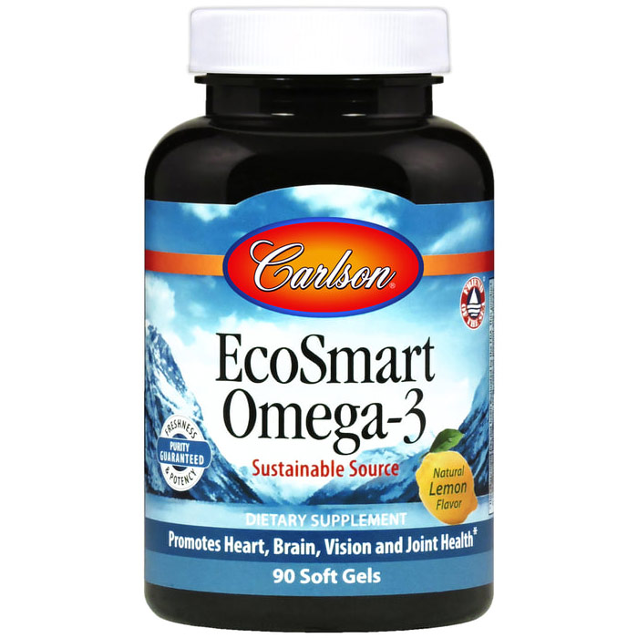 EcoSmart Omega-3, Natural Lemon Flavor, 90 Softgels, Carlson Labs