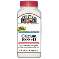 Calcium 1000 + D 90 Coated Caplets, 21st Century Health Care