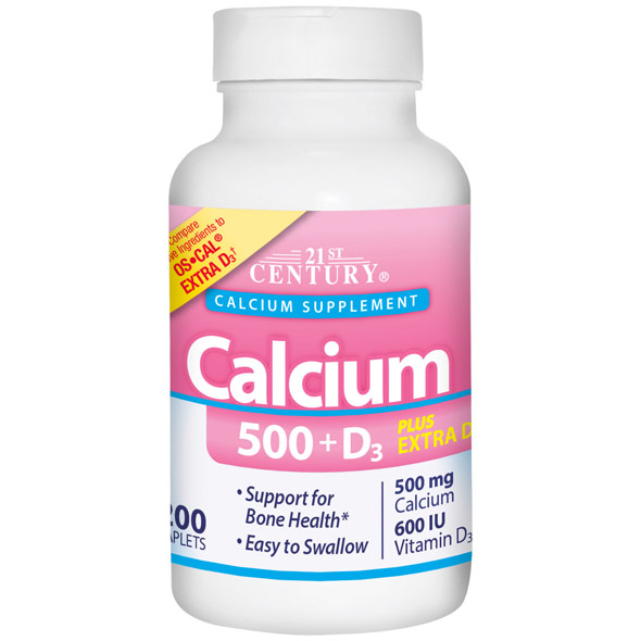 Calcium 500 + Extra D3, For Bone Health, 200 Tablets, 21st Century HealthCare