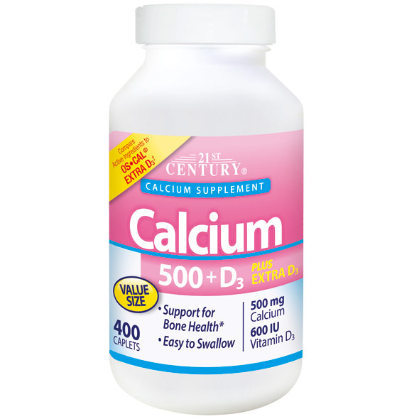 Calcium 500 + Extra D3, Value Size, 400 Tablets, 21st Century HealthCare