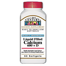 Calcium 600 + D Liquid Filled 90 Softgels, 21st Century Health Care