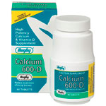 Calcium 600-D w/ Vitamin D, 60 Tablets, Watson Rugby