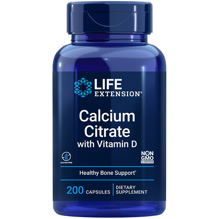 Calcium Citrate with Vitamin D, 200 Vegetarian Capsules, Life Extension