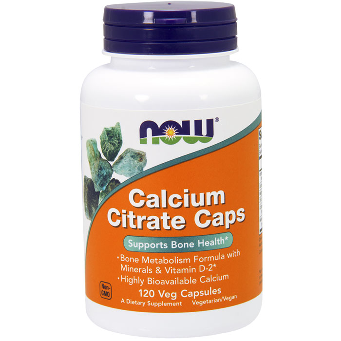 Calcium Citrate with Vitamin D, Zinc, 120 Vcaps, NOW Foods