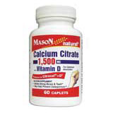 Calcium Citrate 1500 mg with Vitamin D, 60 Caplets, Mason Natural