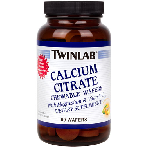 Calcium Citrate Chewable Wafers, Citrus, 60 Wafers, Twinlab