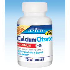 Calcium Citrate + D Maximum, 75 Caplets, 21st Century Health Care