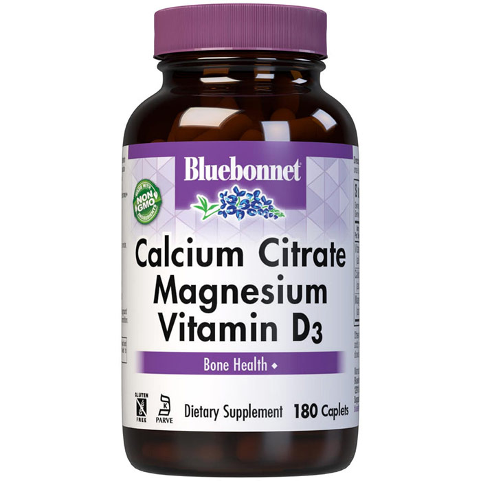 Calcium Citrate Magnesium Plus Vitamin D3, 180 Caplets, Bluebonnet Nutrition