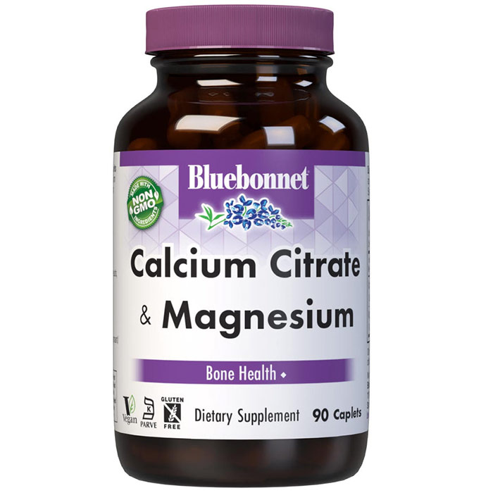 Calcium Citrate Plus Magnesium, 90 Caplets, Bluebonnet Nutrition