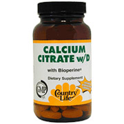Country Life Calcium Citrate w/Vitamin D 120 Tablets, Country Life