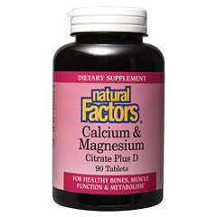 Calcium & Magnesium Citrate 1/1 with D 180 Tablets, Natural Factors