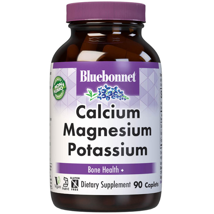 Calcium Magnesium Plus Potassium, 90 Caplets, Bluebonnet Nutrition