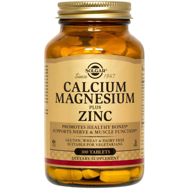 Calcium Magnesium Plus Zinc, Vegetarian, 100 Tablets, Solgar