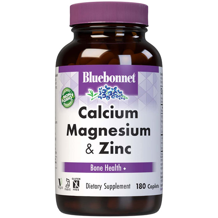 Calcium Magnesium Plus Zinc, 180 Caplets, Bluebonnet Nutrition