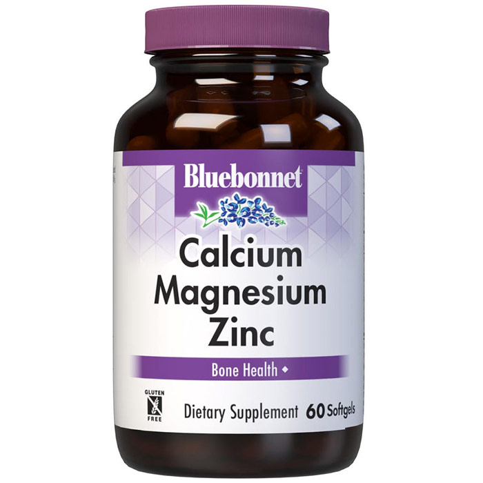 Calcium Magnesium Zinc Plus Vitamin D3, 60 Softgels, Bluebonnet Nutrition