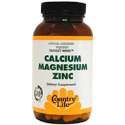 Calcium-Magnesium Zinc Target Mins 180 Tablets, Country Life
