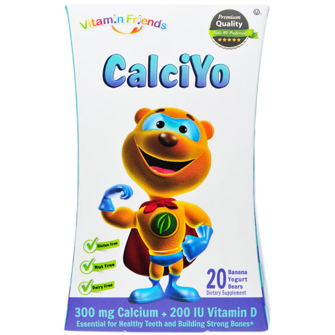 CalciYo Gummies, 300 mg Calcium + 200 IU Vitamin D, Banana Yogurt, 20 Bears, Vitamin Friends