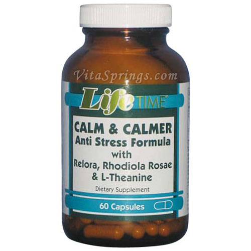 Calm & Calmer with Relora, Rhodiola Rosae and L-Theanine, 60 Capsules, LifeTime