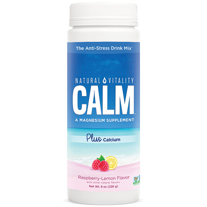 Natural Calm Plus Calcium Drink Mix - Raspberry Lemon, 8 oz, Natural Vitality