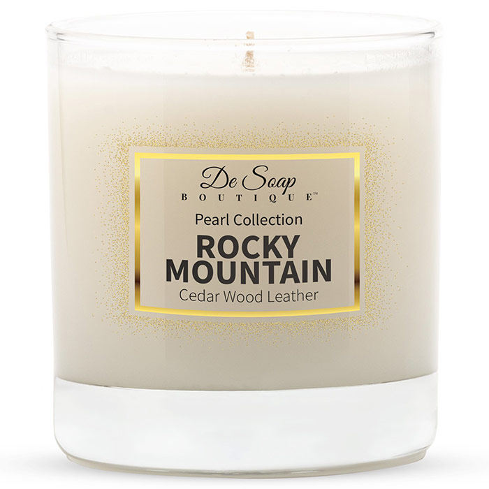 Luxury Candle - Rocky Mountain Cedar Wood Leather, 8.5 oz, De Soap Boutique
