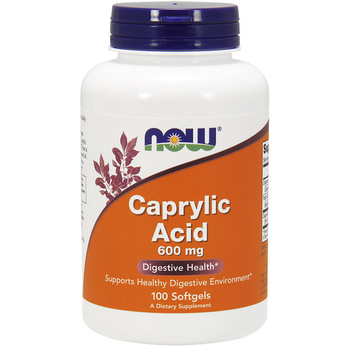 NOW Foods Caprylic Acid 600 mg, 100 Softgels, NOW Foods